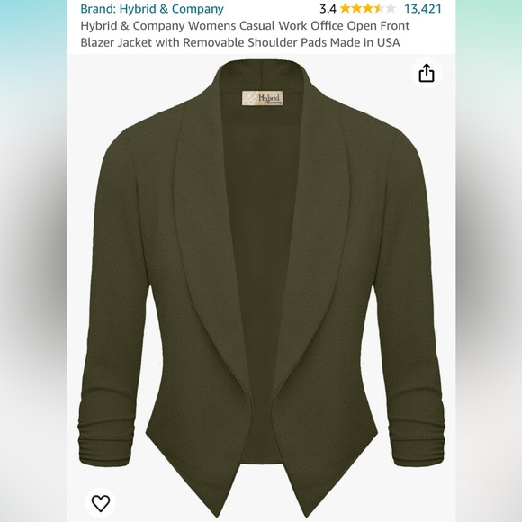 Olive Green Short Soft Blazer - Picture 2 of 7